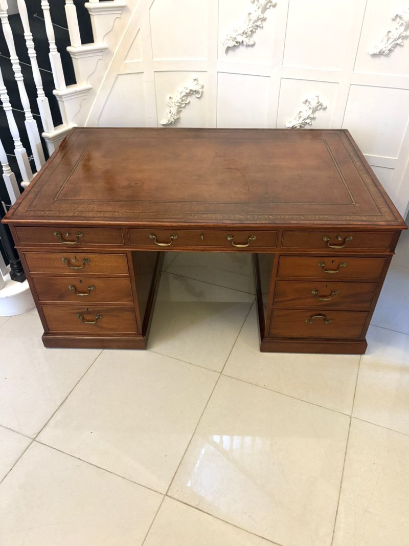 Antique Edwardian Quality Mahogany Partners Desk
